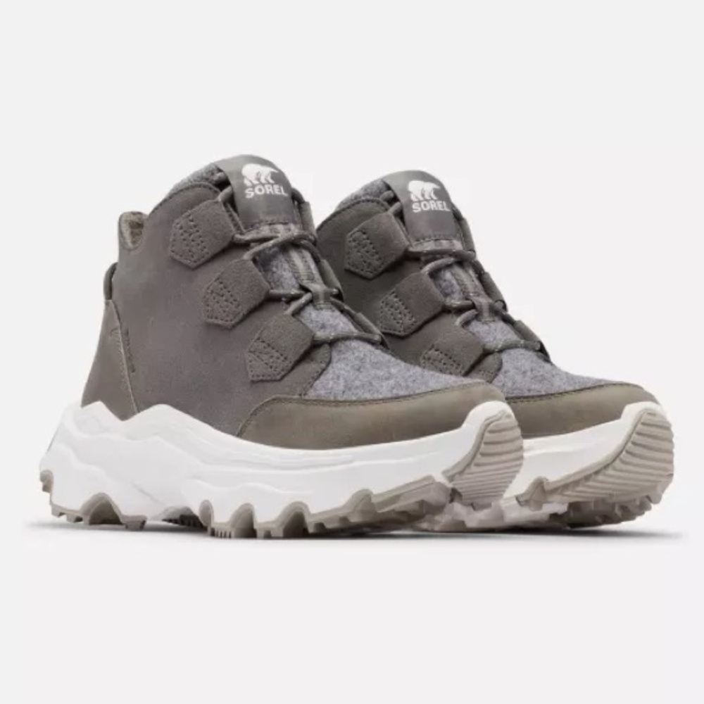 SOREL Kinetic Breaktru Caribou Gray Sneaker Boots Rugged Outsoles